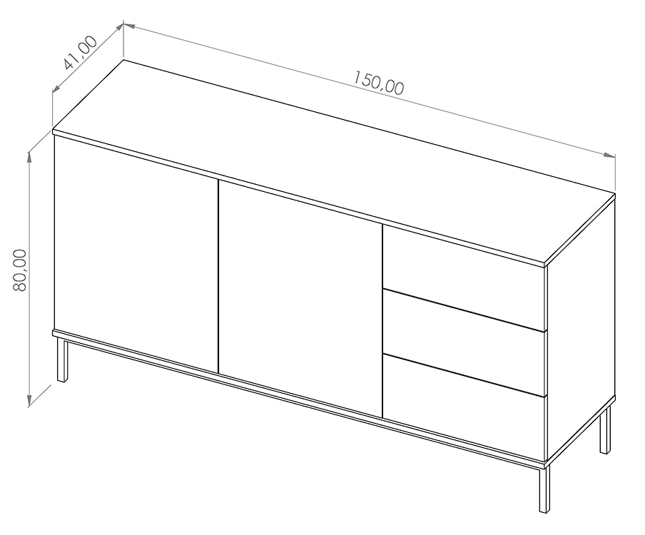 Komoda dwudrzwiowa Perila 150 cm z szufladami czarna  - zdjęcie 4