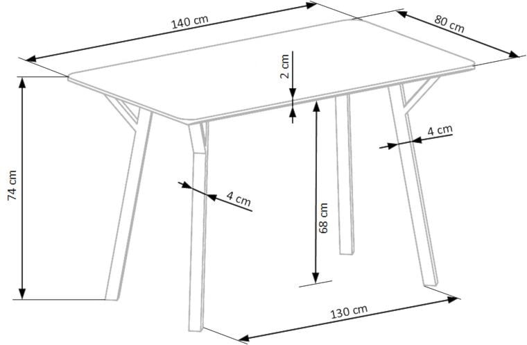 Stół do jadalni Opiatiest 140x80 cm jasny popiel/czarny  - zdjęcie 6