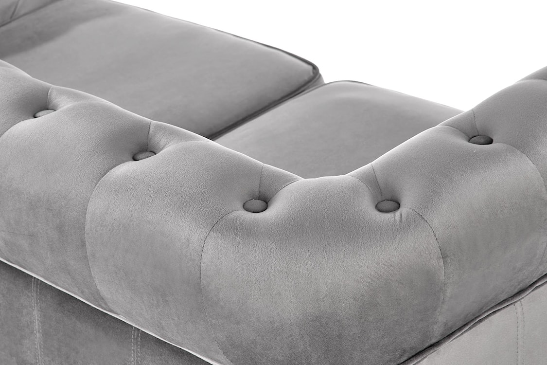 Sofa pikowana Visaus velvet popielaty  - zdjęcie 4