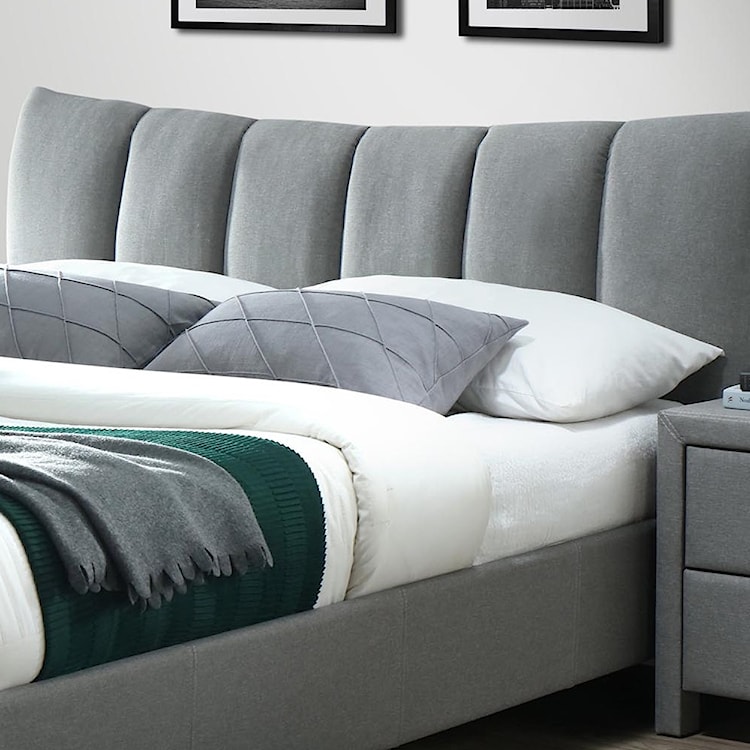 Łóżko tapicerowane Pinho szare  - zdjęcie 3