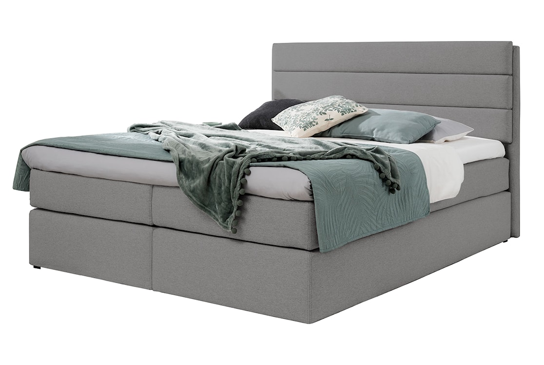 Łóżko kontynentalne Floreso 180x200 z materacem i topperem ciemnoszare