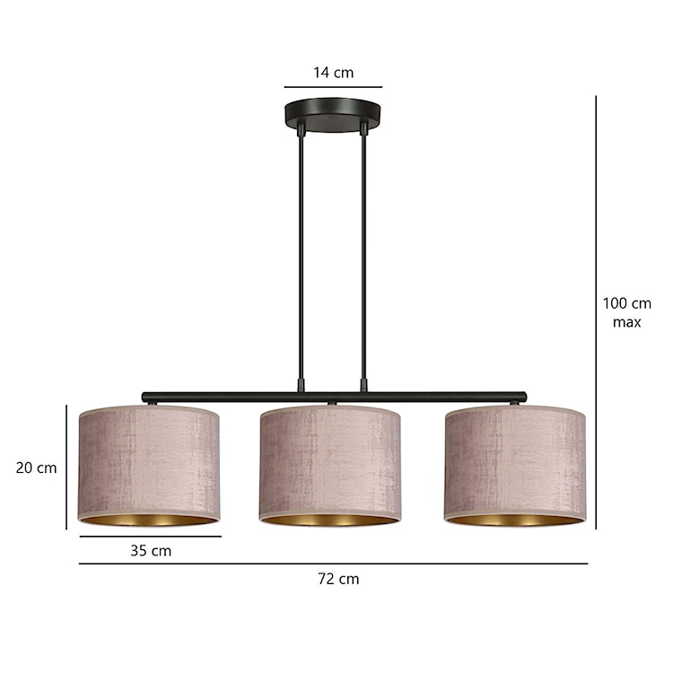 Lampa wisząca Hellid x3 72 cm różowa  - zdjęcie 7