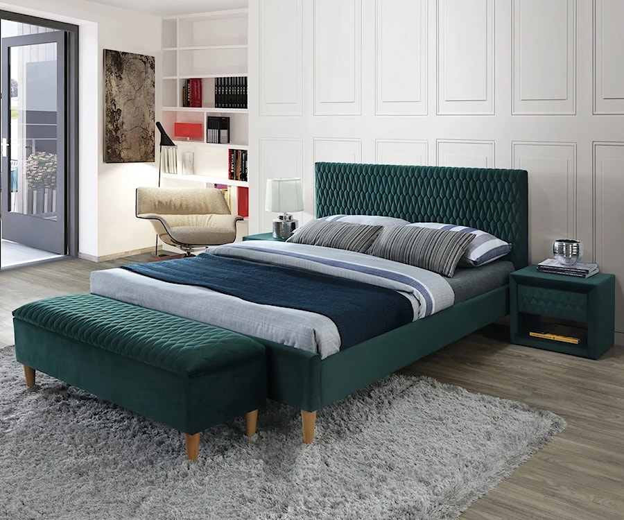 Łóżko tapicerowane Nuvea 180x200 cm zielony velvet  - zdjęcie 2