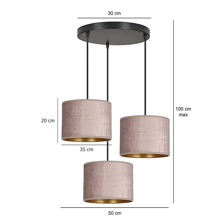 Lampa wisząca Hellid x3 asymetryczna średnica 50 cm różowa  - zdjęcie 7
