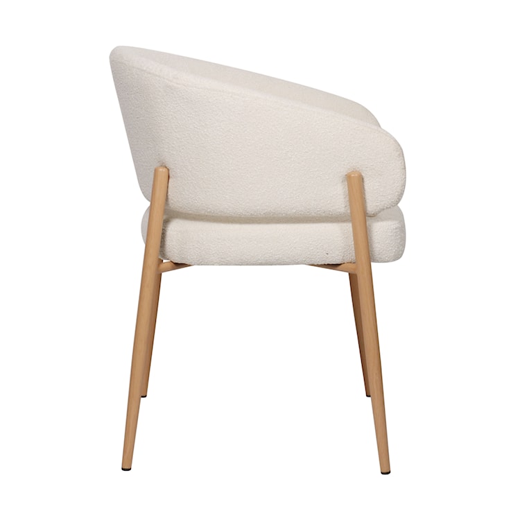 Krzesło tapicerowane Resilly w tkaninie boucle jasnokremowe/ dębowe nóżki  - zdjęcie 3