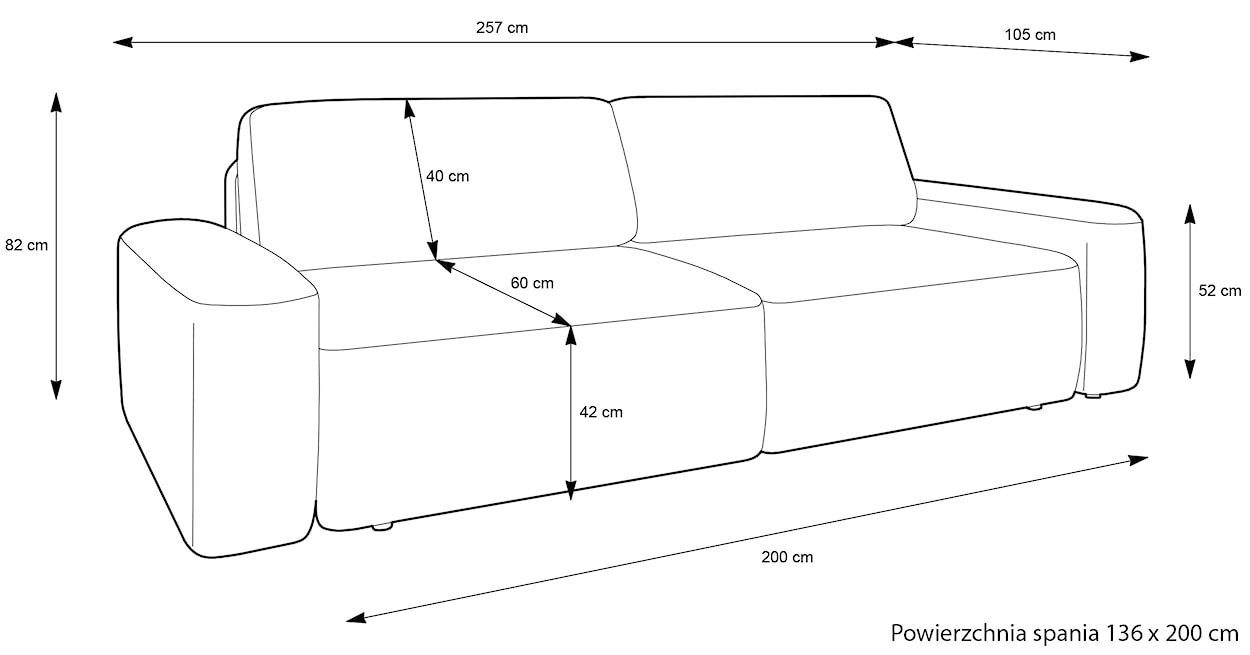 Kanapa rozkładana trzyosobowa Baleo z pojemnikiem kremowa szenil  - zdjęcie 6
