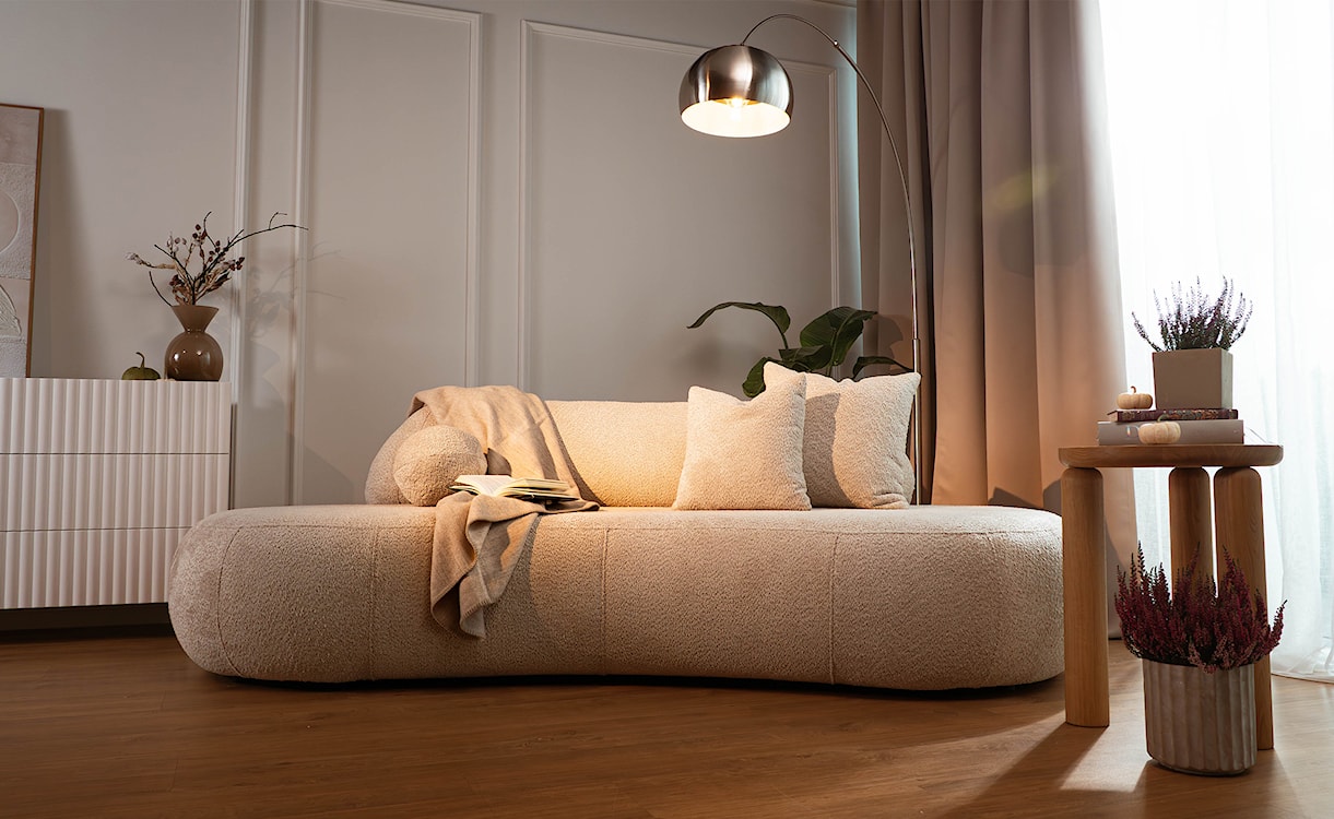 Sofa trzyosobowa Balme jasnobeżowa boucle  - zdjęcie 4