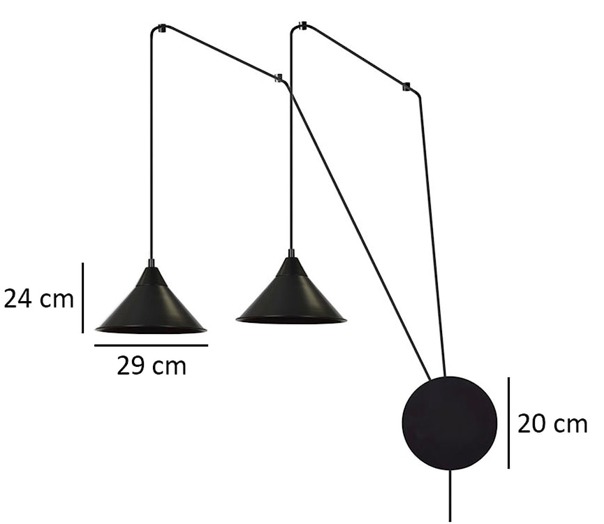 Lampa wisząca Banessy na wysięgniku czarna x2  - zdjęcie 9