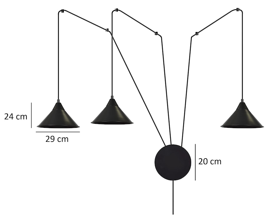 Lampa wisząca Banessy na wysięgniku czarna x3  - zdjęcie 9