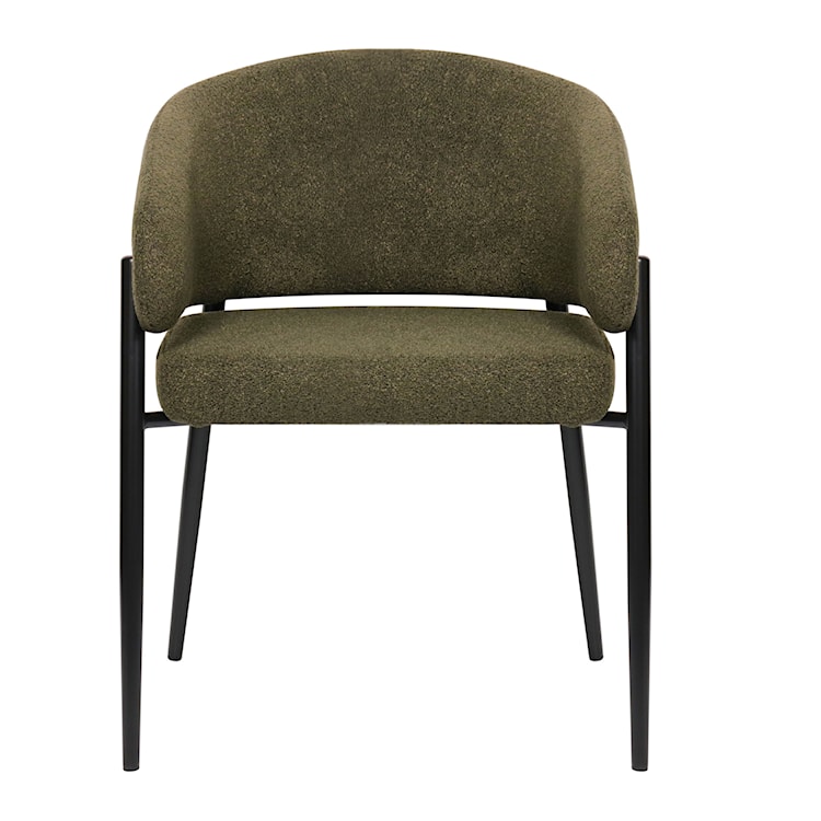 Krzesło tapicerowane Resilly w tkaninie boucle oliwkowe/ czarne nóżki  - zdjęcie 2