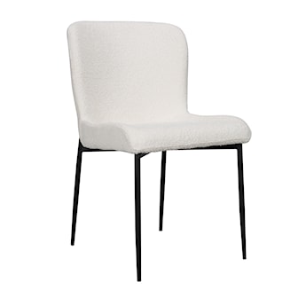 Krzesło tapicerowane Neul biały bouclé na czarnych nogach