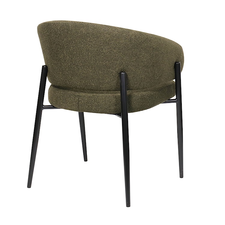 Krzesło tapicerowane Resilly w tkaninie boucle oliwkowe/ czarne nóżki  - zdjęcie 5