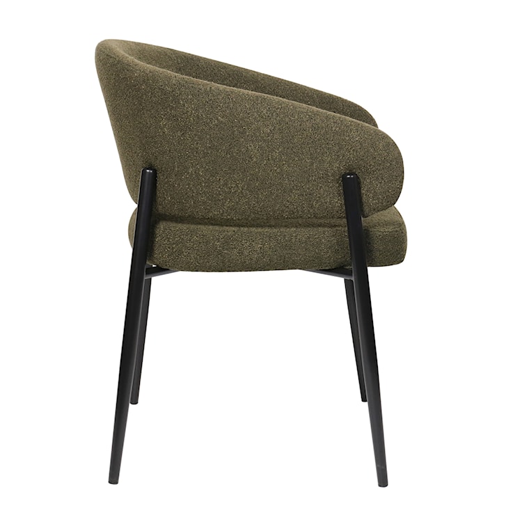 Krzesło tapicerowane Resilly w tkaninie boucle oliwkowe/ czarne nóżki  - zdjęcie 4