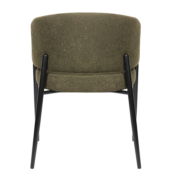 Krzesło tapicerowane Resilly w tkaninie boucle oliwkowe/ czarne nóżki  - zdjęcie 6