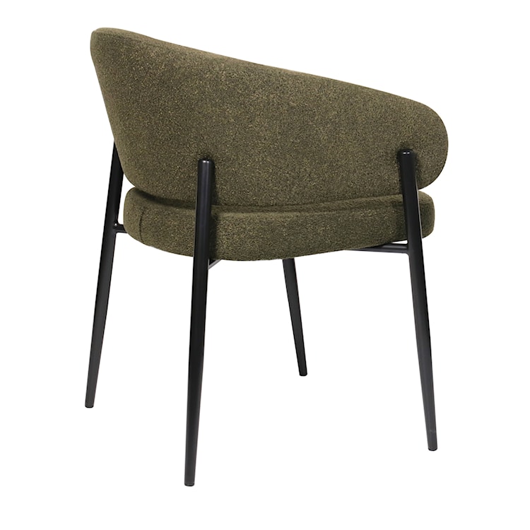 Krzesło tapicerowane Resilly w tkaninie boucle oliwkowe/ czarne nóżki  - zdjęcie 3
