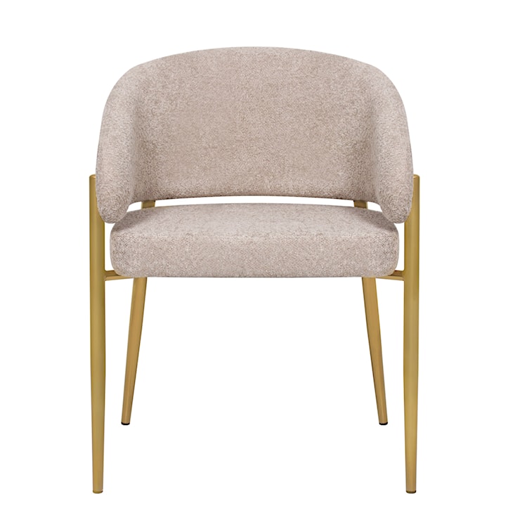 Krzesło tapicerowane Resilly w tkaninie boucle beżowe/ złote nóżki  - zdjęcie 5