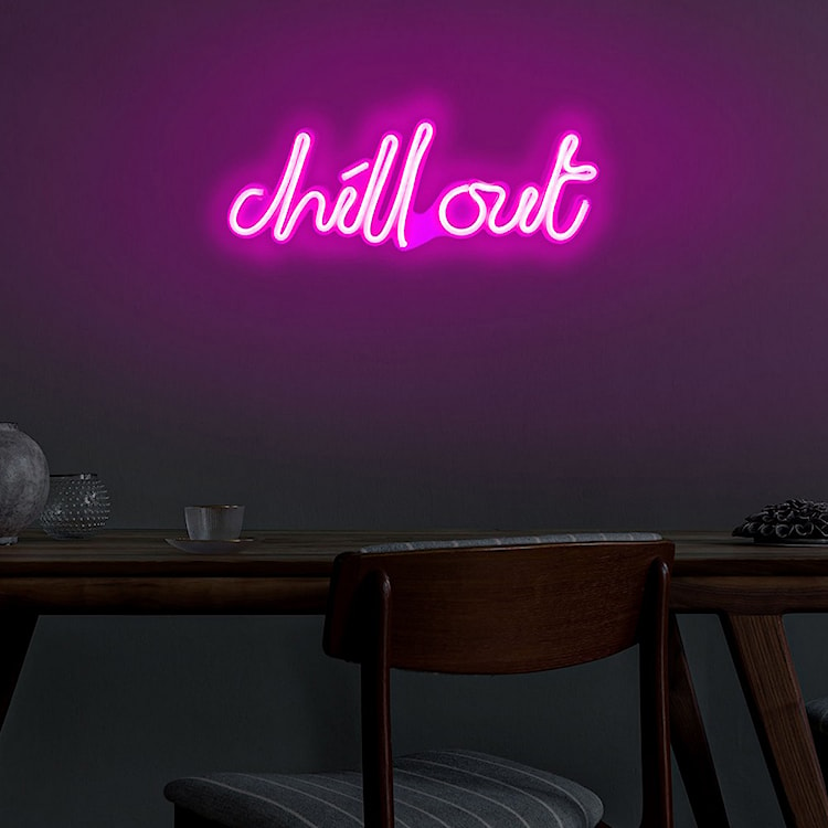 Neon na ścianę Letely z napisem Chill Out różowy  - zdjęcie 4