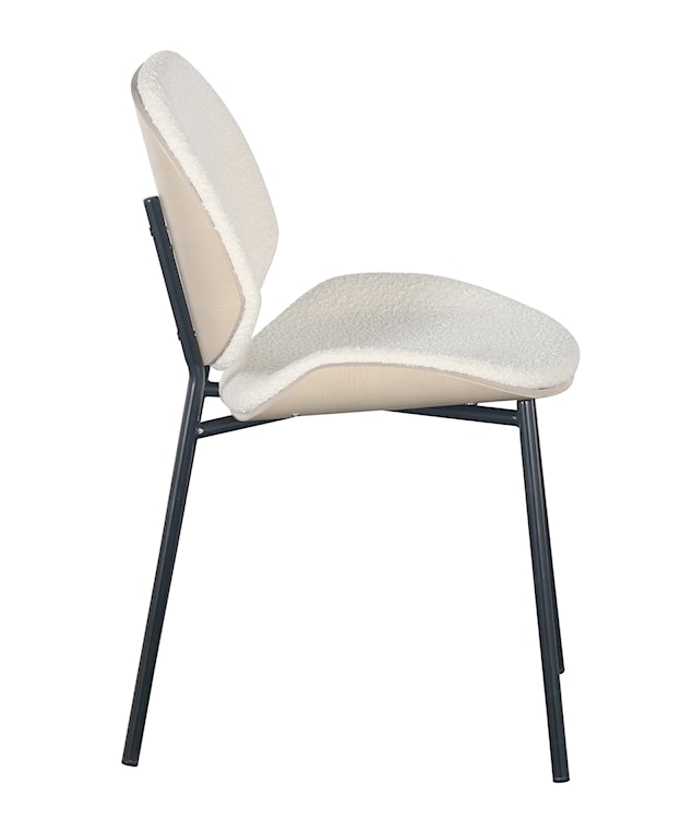 Krzesło tapicerowane Jazzlen na czarnych nogach boucle biały / dąb bielony  - zdjęcie 3