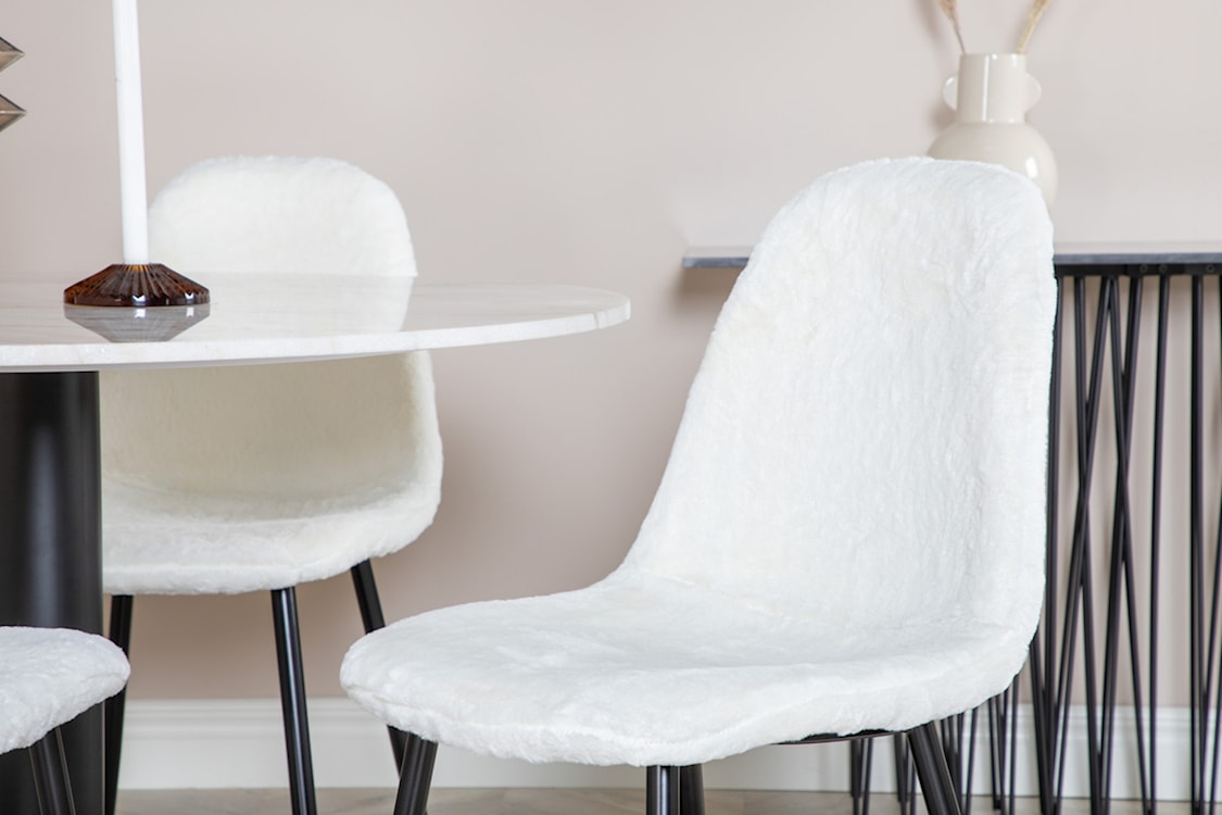 Krzesło tapicerowane Plorility białe/sztuczne futerko  - zdjęcie 3