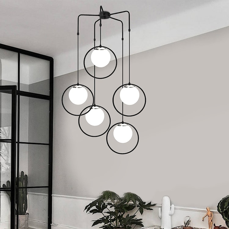 Lampa wisząca Solanum x5 czarno-biała  - zdjęcie 2