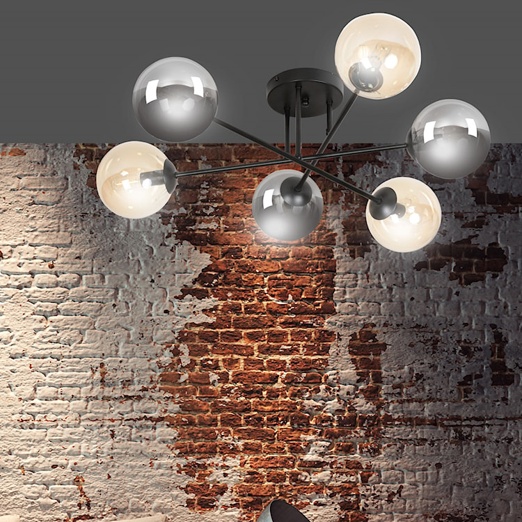 Lampa sufitowa Minturno czarno-miodowa x6  - zdjęcie 6