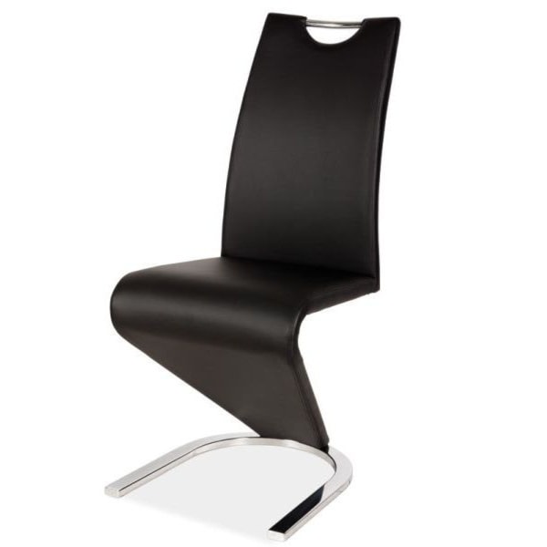 Krzesło tapicerowane Sferro czarna ekoskóra na chromowanej podstawie 