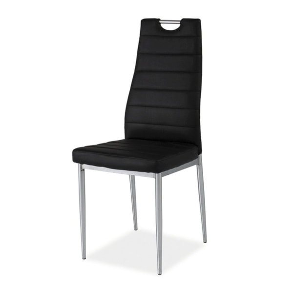 Krzesło tapicerowane Lastad czarne z uchwytem na chromowanej podstawie