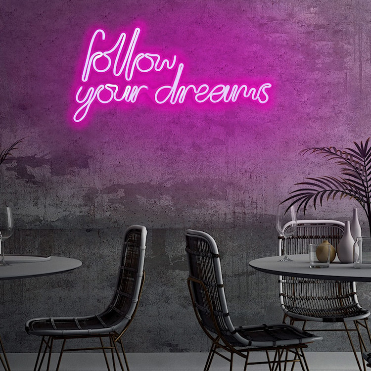 Neon na ścianę Letely z napisem Follow Your Dreams różowy  - zdjęcie 5