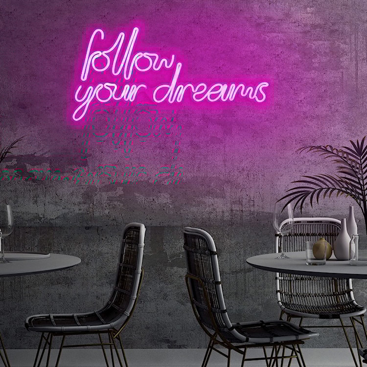 Neon na ścianę Letely z napisem Follow Your Dreams różowy  - zdjęcie 5