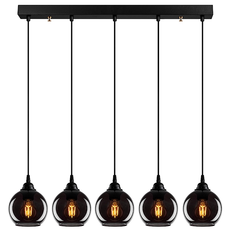 Lampa wisząca Communis x5 dymiony klosz