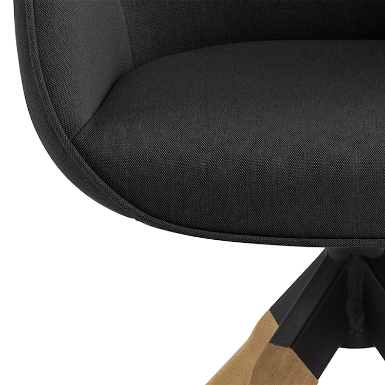 Krzesło tapicerowane z podłokietnikami Lorea z funkcją auto-return ciemnoszare na dębowych nóżkach  - zdjęcie 7