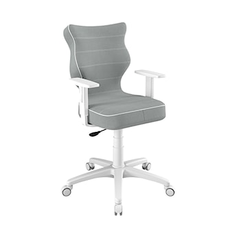 Krzesło biurowe Duo jasnoszare w tkaninie trudnopalnej na białej podstawie