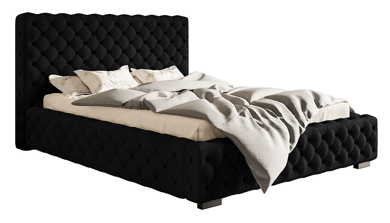 Łóżko tapicerowane 160x200 cm Forestera z pojemnikiem i pikowaniem czarne