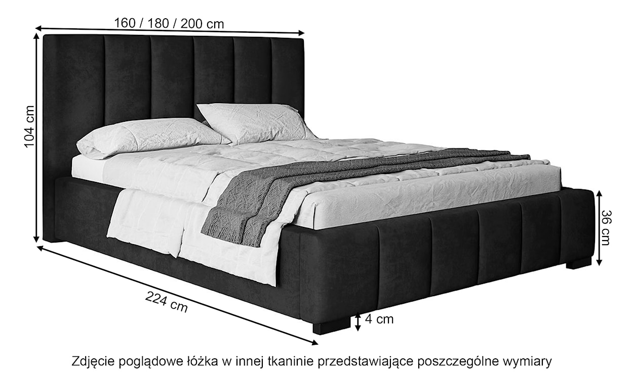 Łóżko tapicerowane 180x200 cm Forestera z pojemnikiem i pionowymi przeszyciami musztardowe  - zdjęcie 4