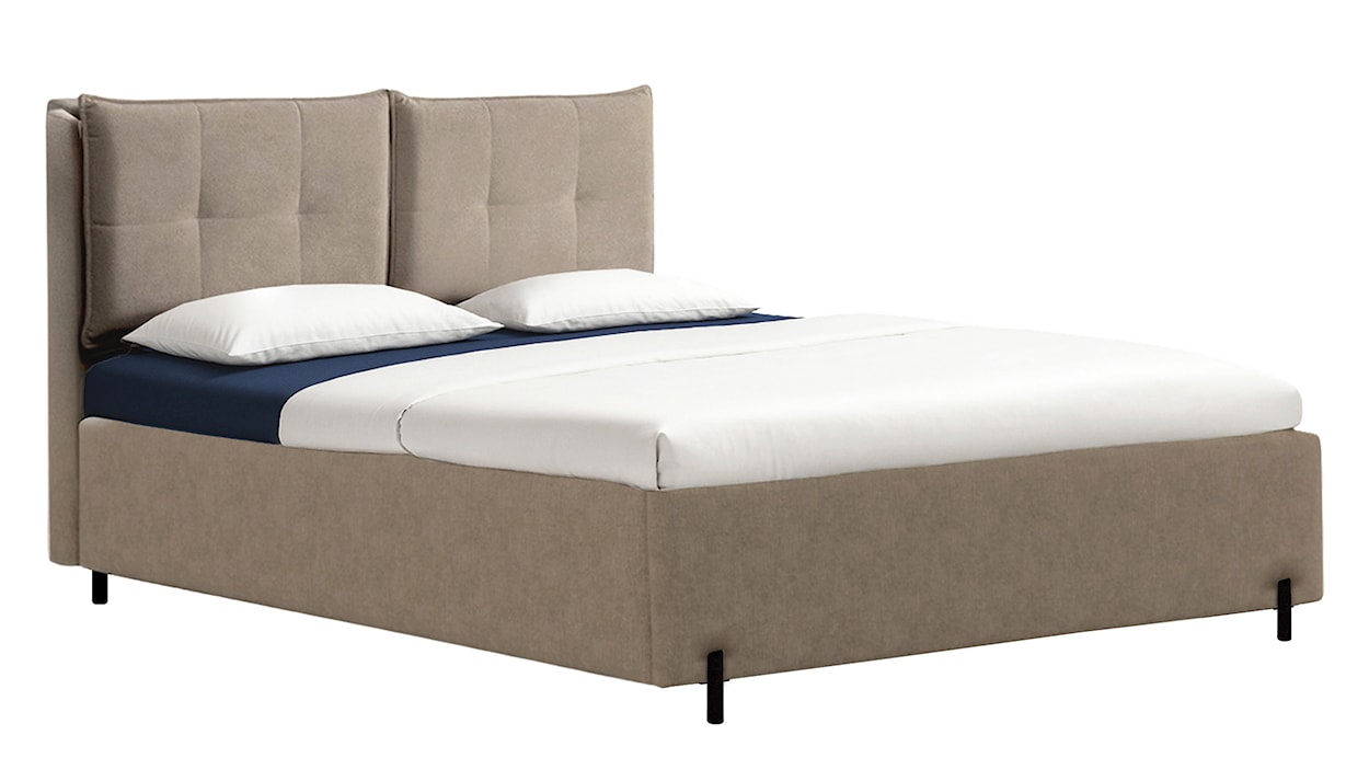 Łóżko tapicerowane z regulowanymi zagłówkami 180x200 cm Belleo z pojemnikiem ciemnobeżowe szenil hydrofobowy