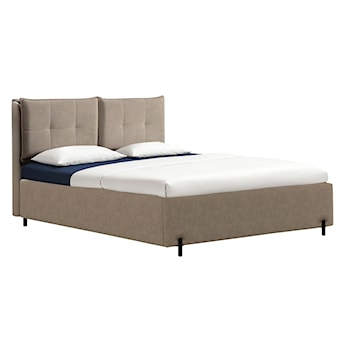 Łóżko tapicerowane z regulowanymi zagłówkami 140x200 cm Belleo z pojemnikiem ciemnobeżowe szenil hydrofobowy