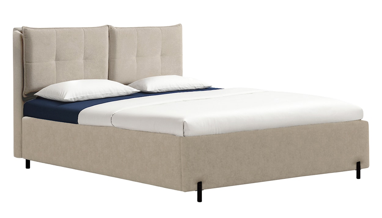 Łóżko tapicerowane z regulowanymi zagłówkami 160x200 cm Belleo z pojemnikiem beżowe szenil hydrofobowy