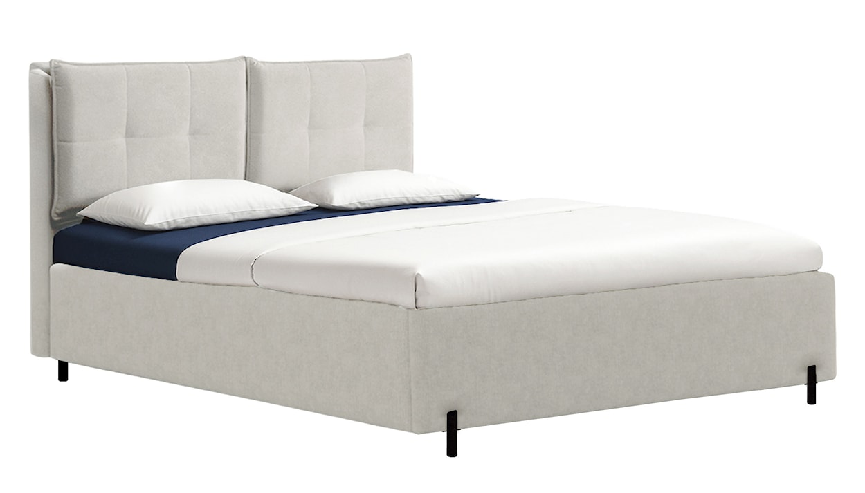 Łóżko tapicerowane z regulowanymi zagłówkami 160x200 cm Belleo z pojemnikiem szarobeżowe szenil hydrofobowy