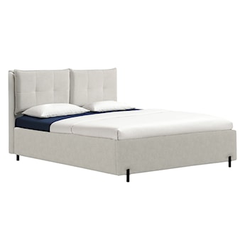 Łóżko tapicerowane z regulowanymi zagłówkami 140x200 cm Belleo z pojemnikiem szarobeżowe szenil hydrofobowy