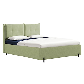 Łóżko tapicerowane z regulowanymi zagłówkami 140x200 cm Belleo z pojemnikiem oliwkowe szenil hydrofobowy