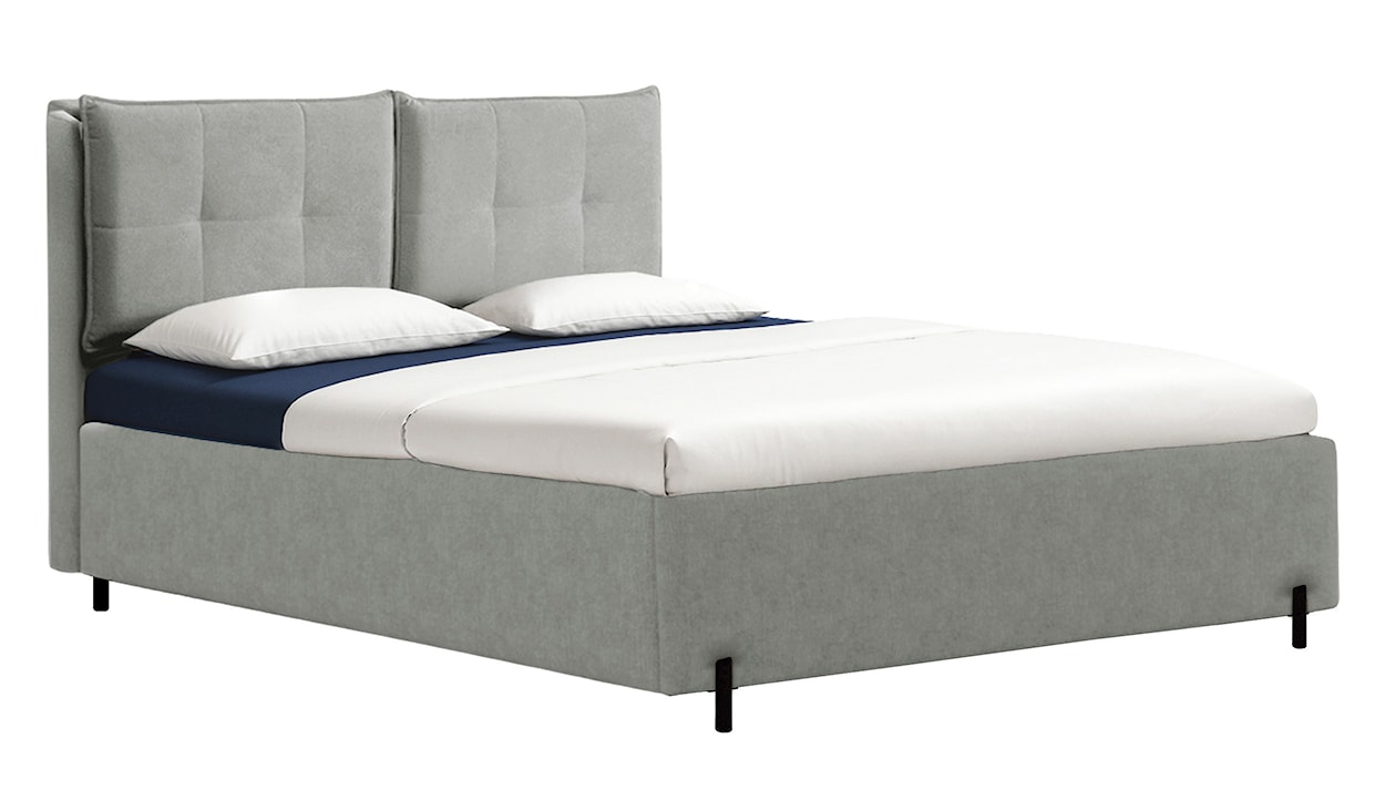 Łóżko tapicerowane z regulowanymi zagłówkami 160x200 cm Belleo z pojemnikiem szare szenil hydrofobowy