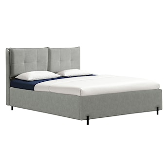 Łóżko tapicerowane z regulowanymi zagłówkami 140x200 cm Belleo z pojemnikiem szare szenil hydrofobowy