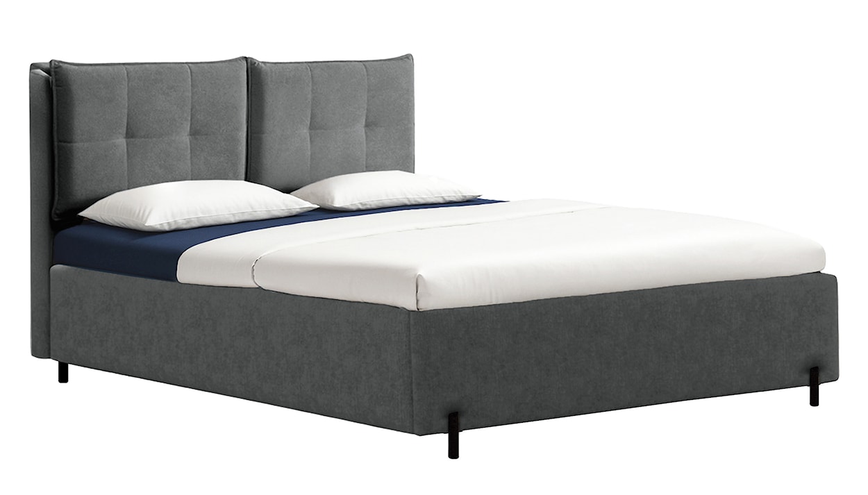 Łóżko tapicerowane z regulowanymi zagłówkami 180x200 cm Belleo z pojemnikiem ciemnoszare szenil hydrofobowy