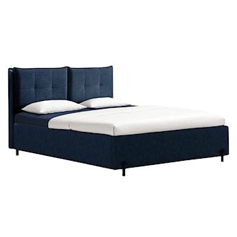 Łóżko tapicerowane z regulowanymi zagłówkami 140x200 cm Belleo z pojemnikiem granatowe szenil hydrofobowy