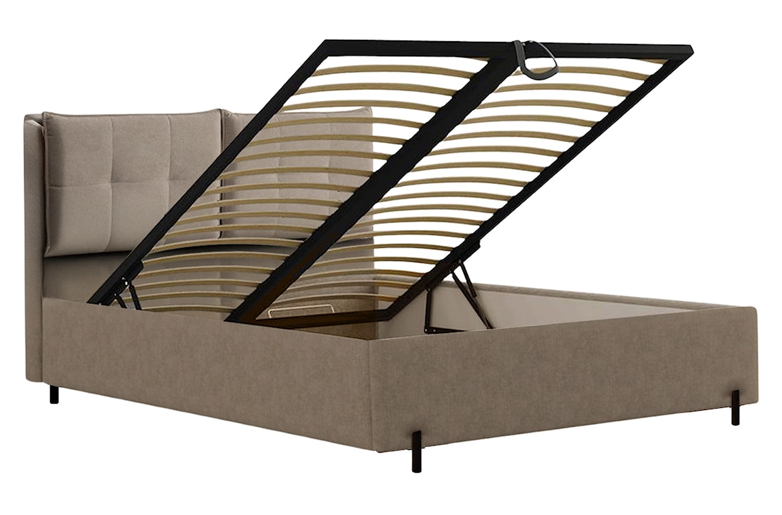 Łóżko tapicerowane z regulowanymi zagłówkami 140x200 cm Belleo z pojemnikiem ciemnobeżowe szenil hydrofobowy  - zdjęcie 5