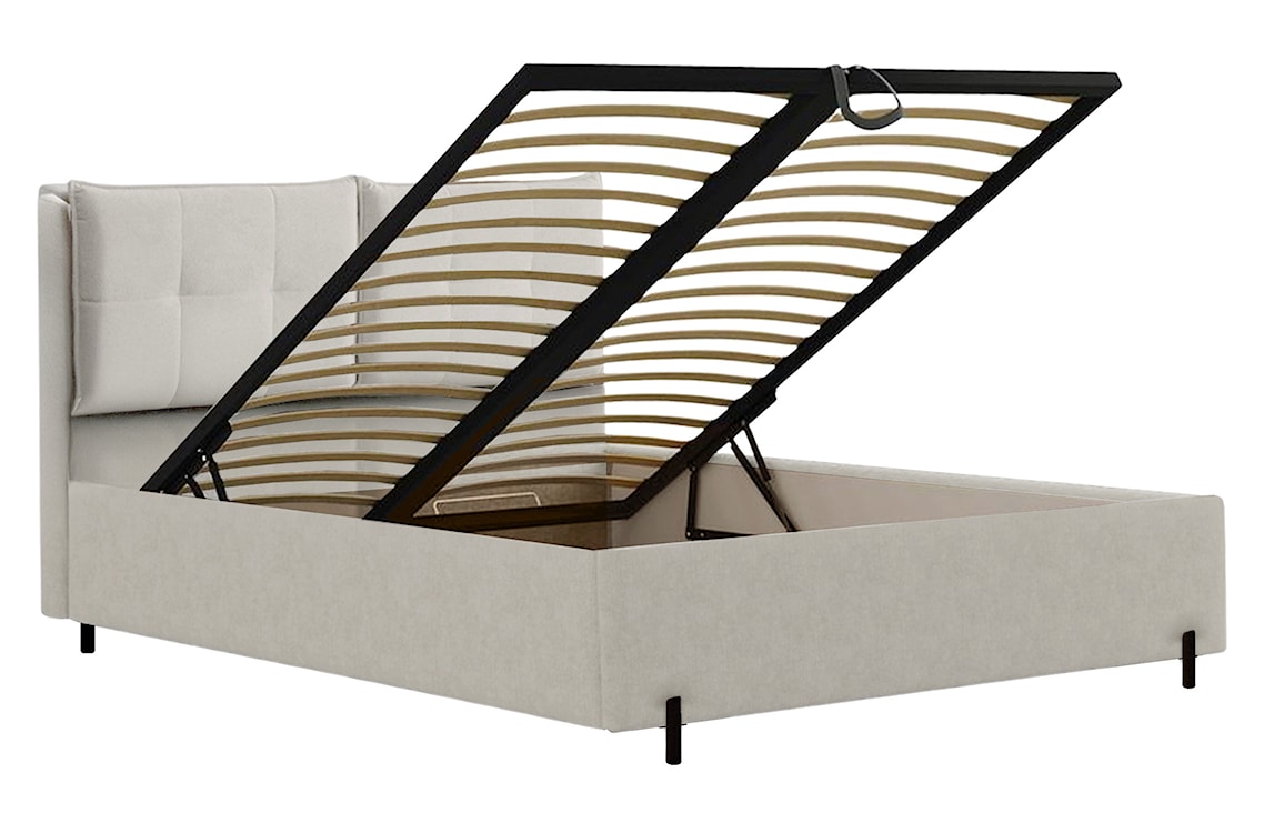 Łóżko tapicerowane z regulowanymi zagłówkami 180x200 cm Belleo z pojemnikiem szarobeżowe szenil hydrofobowy  - zdjęcie 5