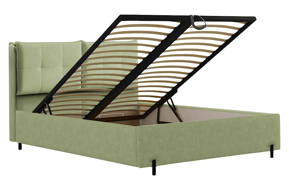 Łóżko tapicerowane z regulowanymi zagłówkami 180x200 cm Belleo z pojemnikiem oliwkowe szenil hydrofobowy  - zdjęcie 5