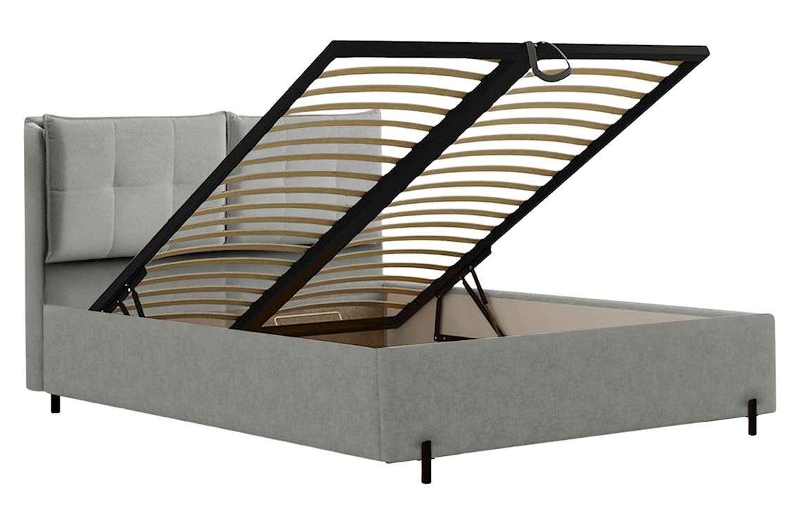 Łóżko tapicerowane z regulowanymi zagłówkami 160x200 cm Belleo z pojemnikiem szare szenil hydrofobowy  - zdjęcie 5