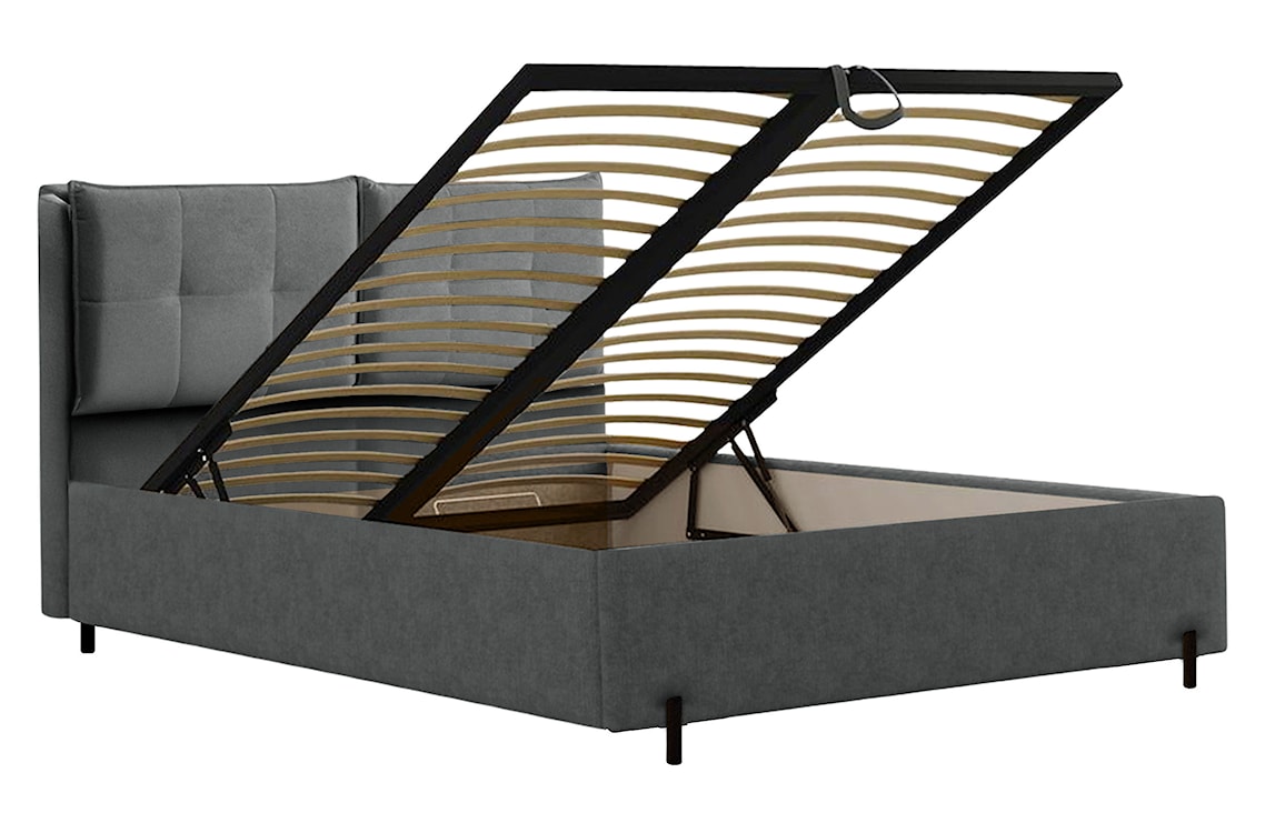 Łóżko tapicerowane z regulowanymi zagłówkami 140x200 cm Belleo z pojemnikiem ciemnoszare szenil hydrofobowy  - zdjęcie 5