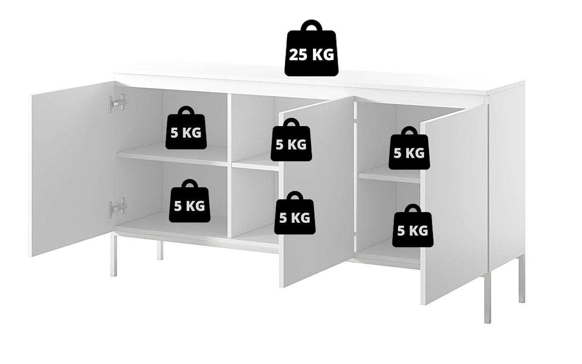 Komoda trzydrzwiowa Bemmi 150 cm czarna z czarnymi nogami  - zdjęcie 8